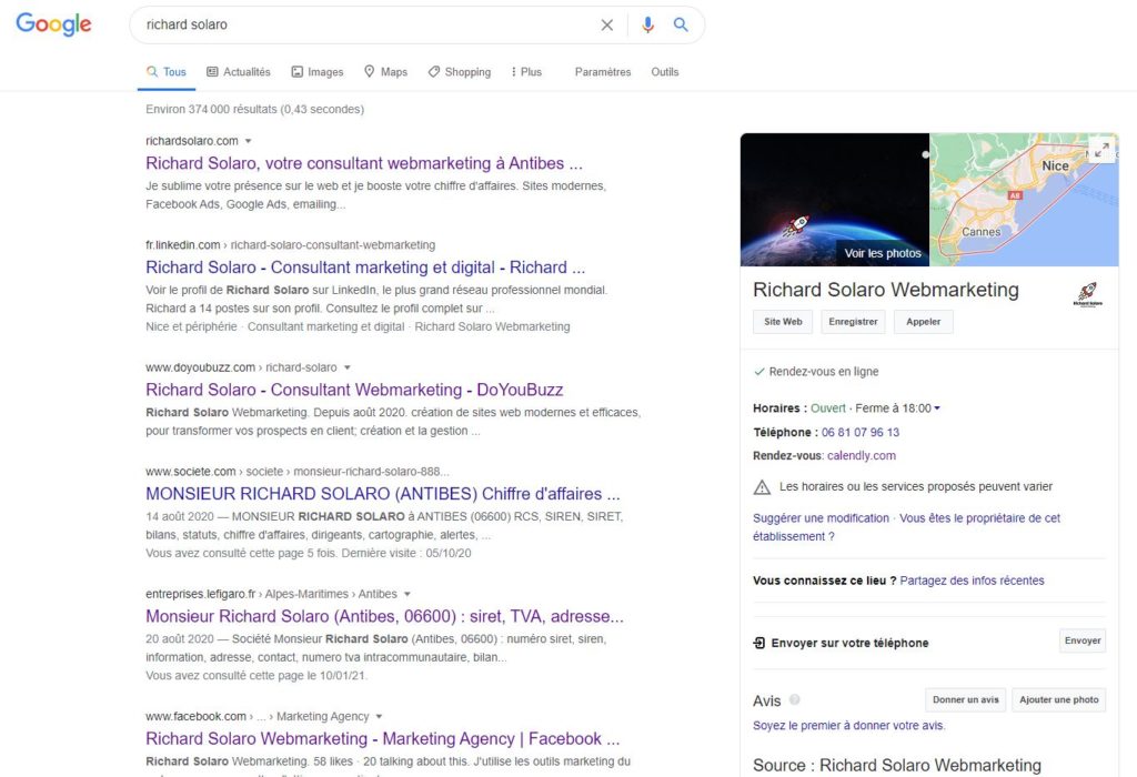 Richard Solaro webmarketing fiche Google My Business