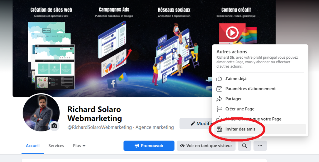 Comment inviter des amis sur une page Facebook profesionnelle
