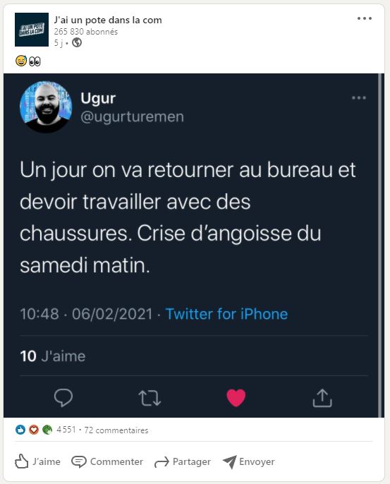 Les publications humoristiques dans le thème de votre entreprise peuvent vous permettre d'obtenir un meilleur taux d'engagement de votre audience, et ainsi d'Avoir plus d'abonnés sur les réseaux sociaux.